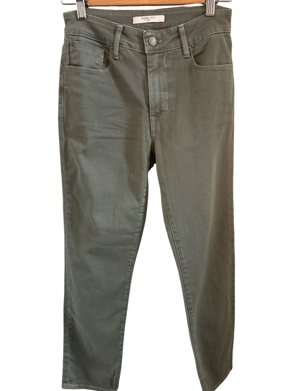 Fidelity Denim Angel Prototype Sample Skinny Jeans Olive Green USA 26
